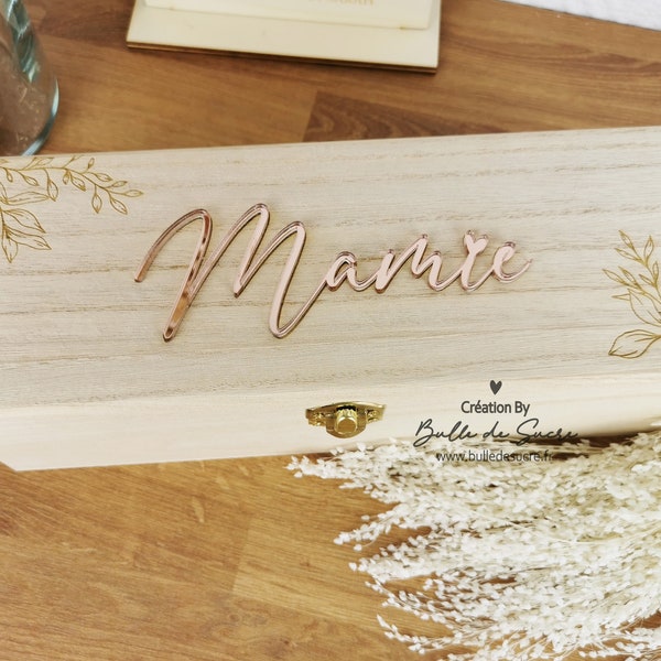 Boite à bijoux en bois personnalisable - cadeau mamie - cadeau maman - boite en bois personnalisée