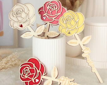 Thank you teacher end-of-year gift – Personalized wooden flower souvenir for nanny, teaching assistant, special needs assistant – School thank you gift