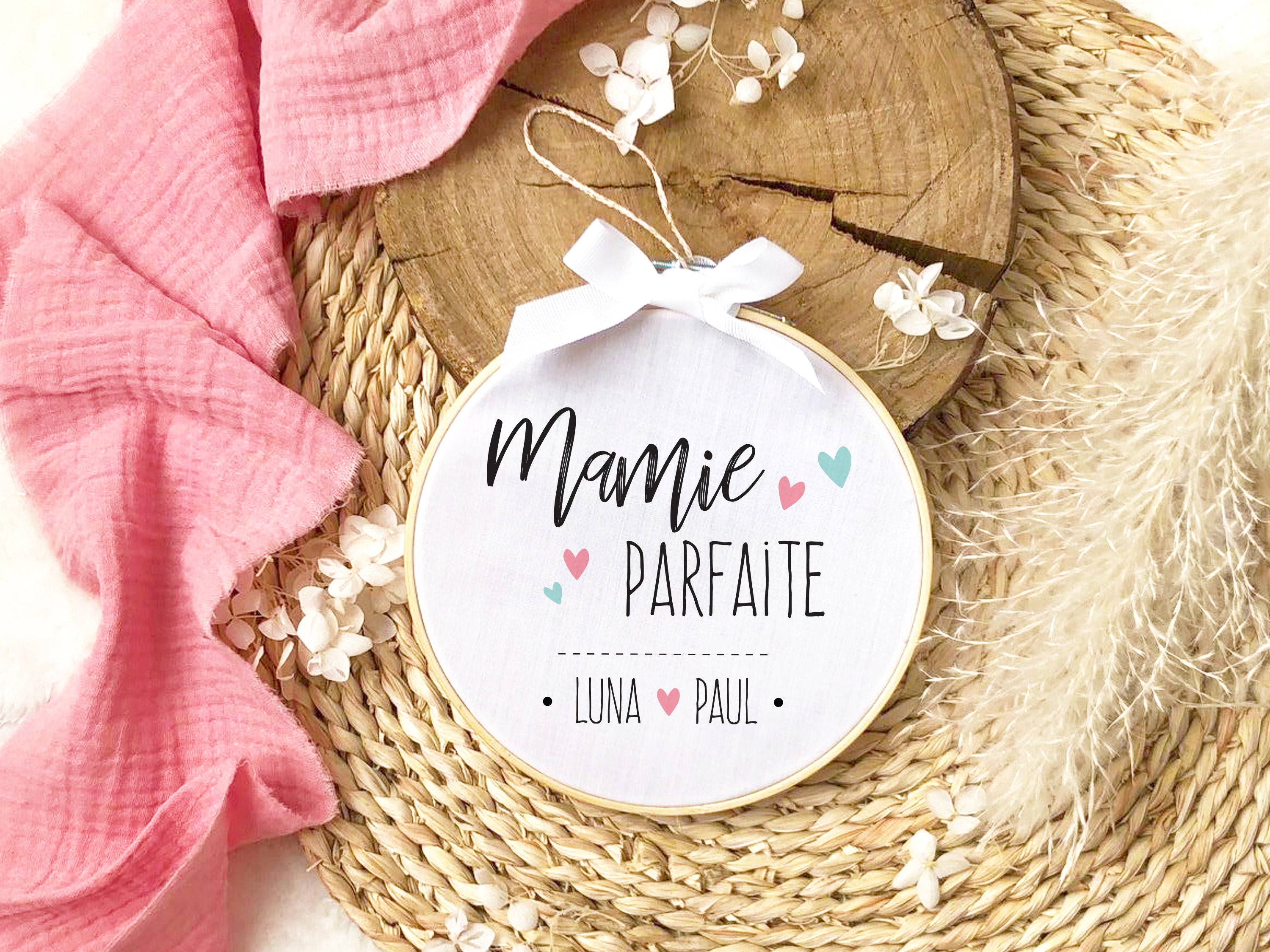 Tambour Personnalisé, Cadre Personnalisé, Cadeau Mamie, Déco Personnalisée, Objet de Décoration, Tex