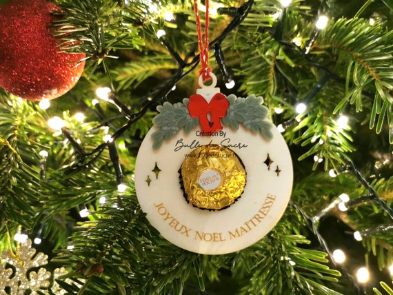 Boule De Noël Artisanale "Le Noël Magique De Nounou" - Décoration Sapin En Bois Fabriquée En France - Cadeau Pour Assistante Maternelle