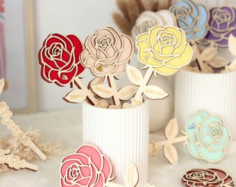 Fleur éternelle - Cadeau unique et personnalisé - Fleurs en bois - maman, nounou, marraine, mamie, maîtresse, atsem