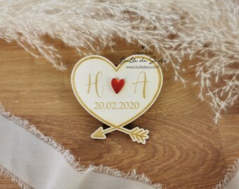 Personalisierter Paarmagnet aus Holz - Valentinstagsgeschenk