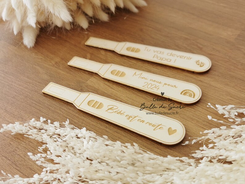 Wooden pregnancy test personalized pregnancy announcement image 3