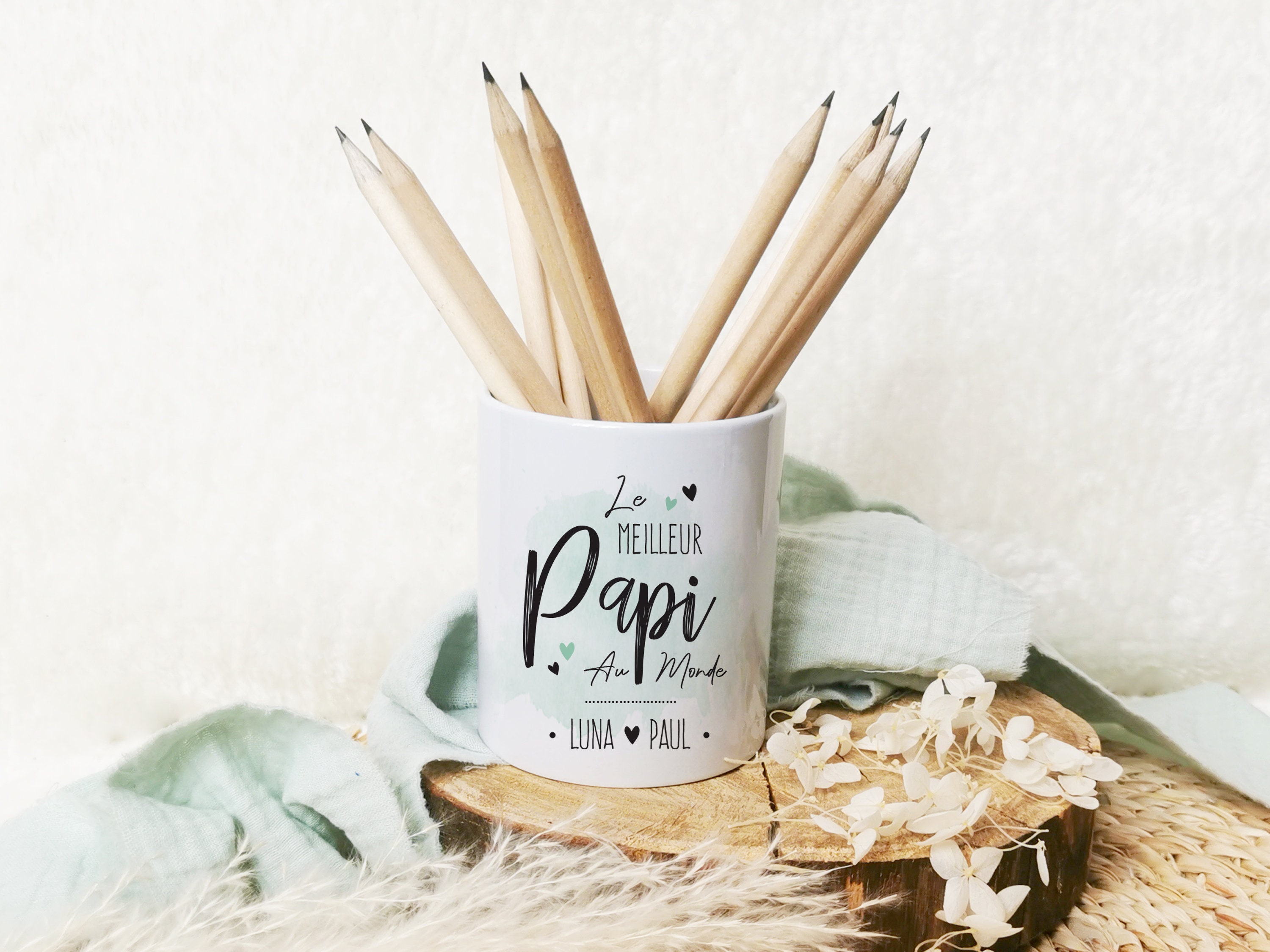Cadeau Papi, Fête Des Grand Pères, Papis, Pot à Crayon, Tasse, Crayon Personnalisé, Bougies, Personn