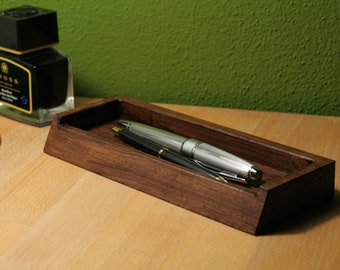 Stiftablage Holz, Box, Stiftehalter, Schreibtisch Organizer, dunkel, Natur