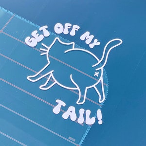 get off my tail cute cat bumper sticker tailgater vinyl car decal