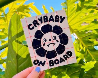 crybaby on board cute bumper sticker vinyl car decal