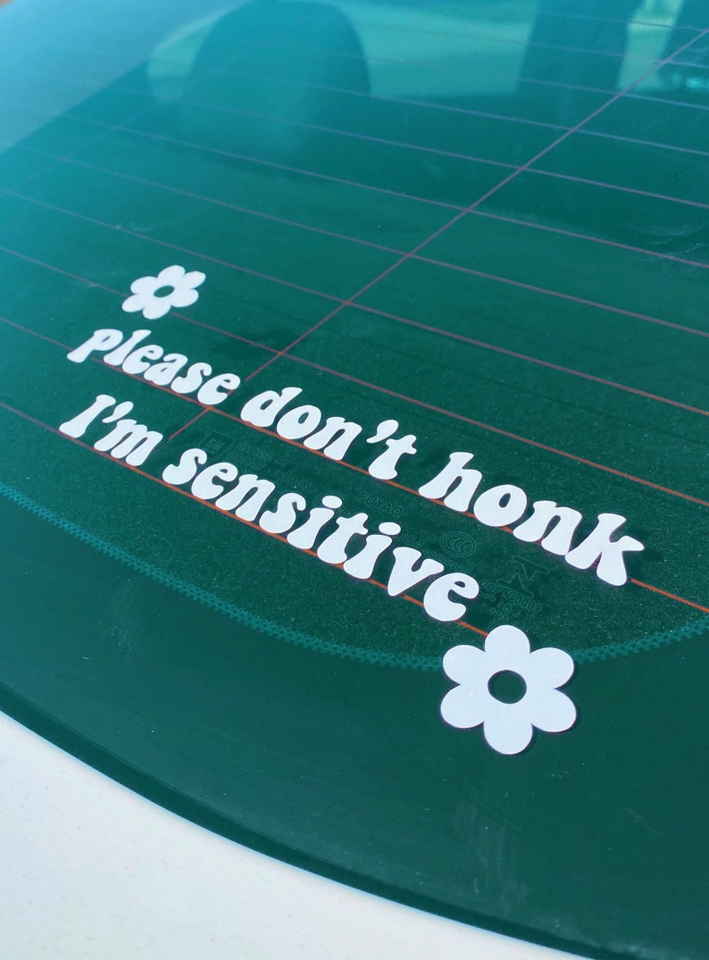 please don't honk i'm sensitive cute bumper sticker vinyl decal 