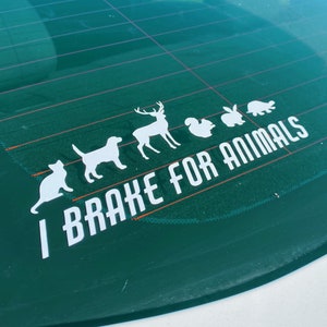 i brake for animals cute bumper sticker vinyl decal