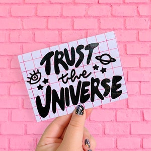 trust the universe positive bumper sticker vinyl decal