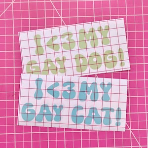 I &lt;3 my gay dog and cat funny bumper sticker vinyl decal