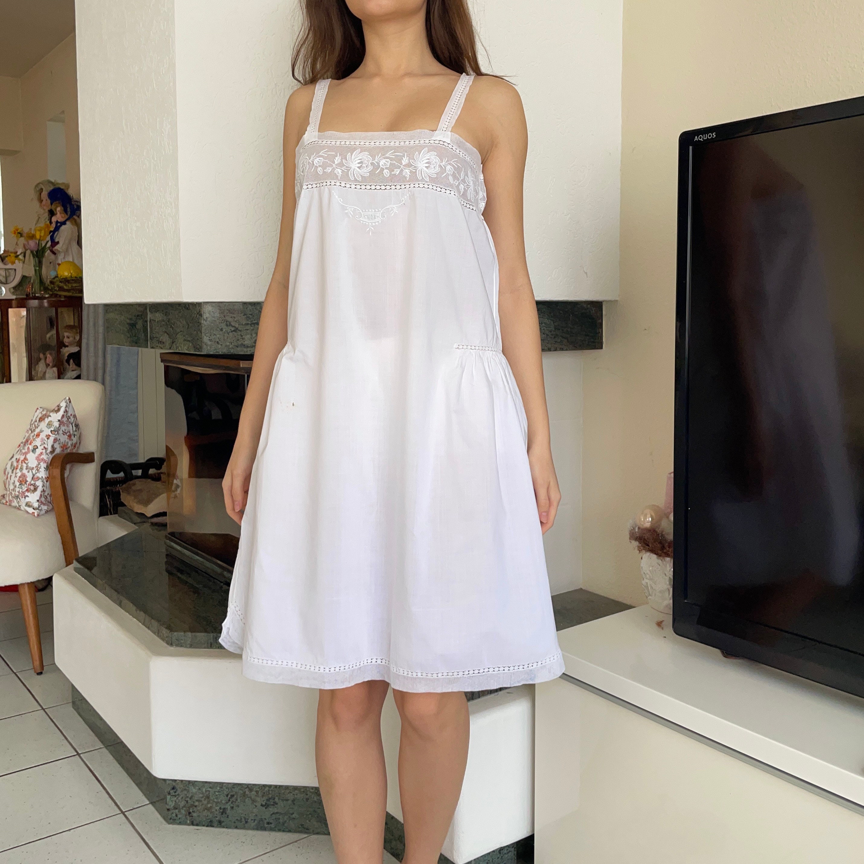 Chemise De Nuit Femme Nanxson Coton Victorienne - Manches Courtes, Dentelle - Pyjama Vintage Été
