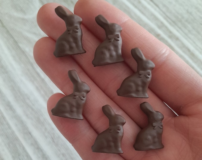 1/12 Scale 6 Pcs Mini Chocolate Bunnies for Dollhouse, Mini Easter