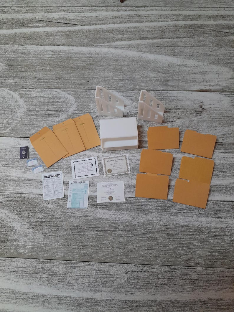 1/12 Scale VALUE Set White Mini Paper/document Holders for a Dollhouse ...