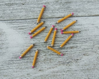 1/12 scale, set of 12, miniature dollhouse pencils, mini doll pencils, tiny pencils for doll, mini school pencils, 1/12 mini office supplies