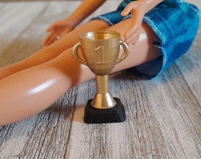 Small Trophy R 1/6 Scale Mini Trophy for Fashion Doll, Gold and Black Miniature Trophy ...