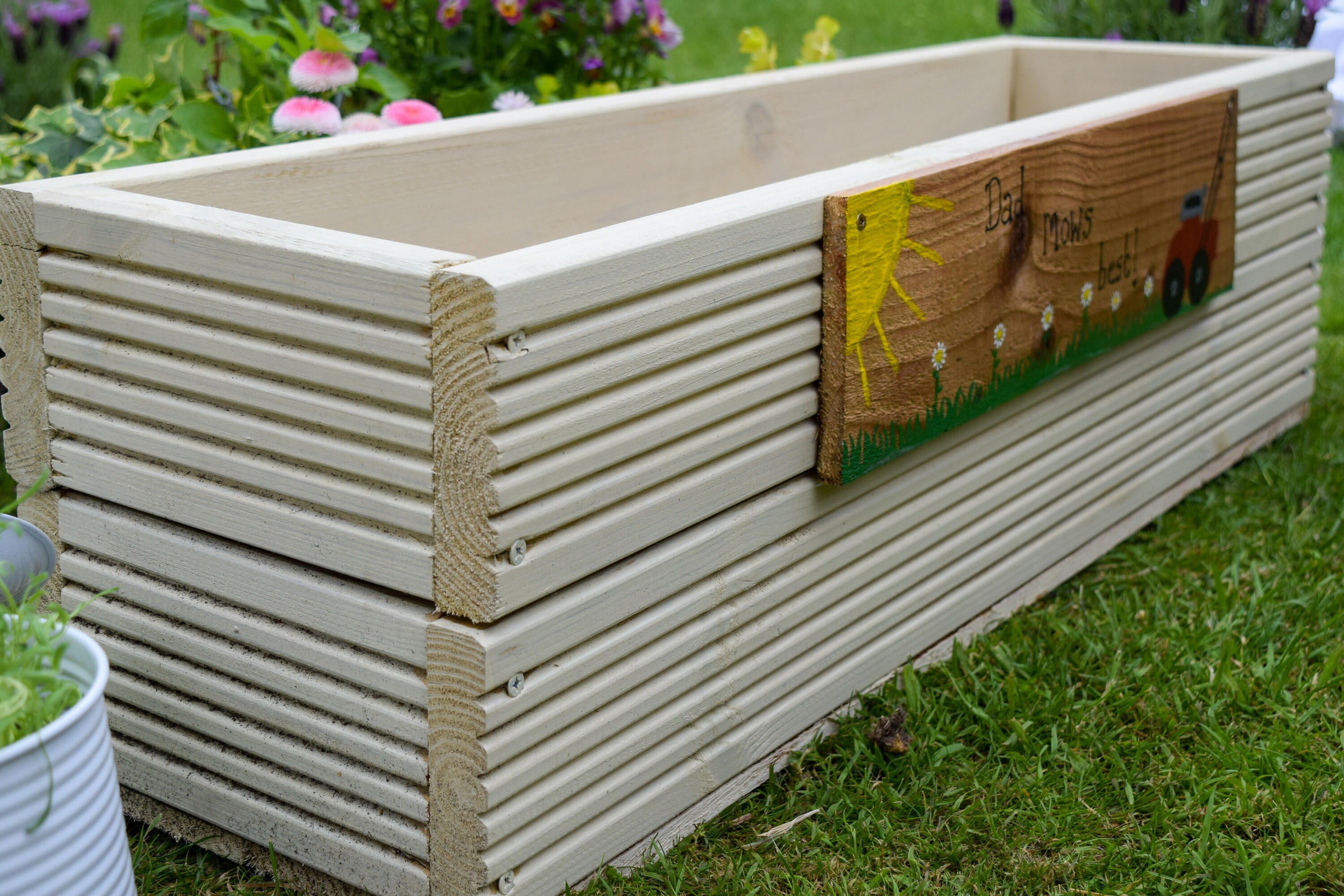 Hand made large garden planter with personalised quote sign Etsy