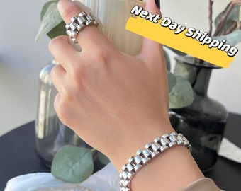 Silver Thick Chain Ring, Chain Band, Silver Thick Chain Bracelet, Chain Bracelet