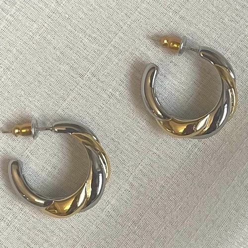 Two Tone Hoop Earrings Gold and Silver Earrings Mixed - Etsy