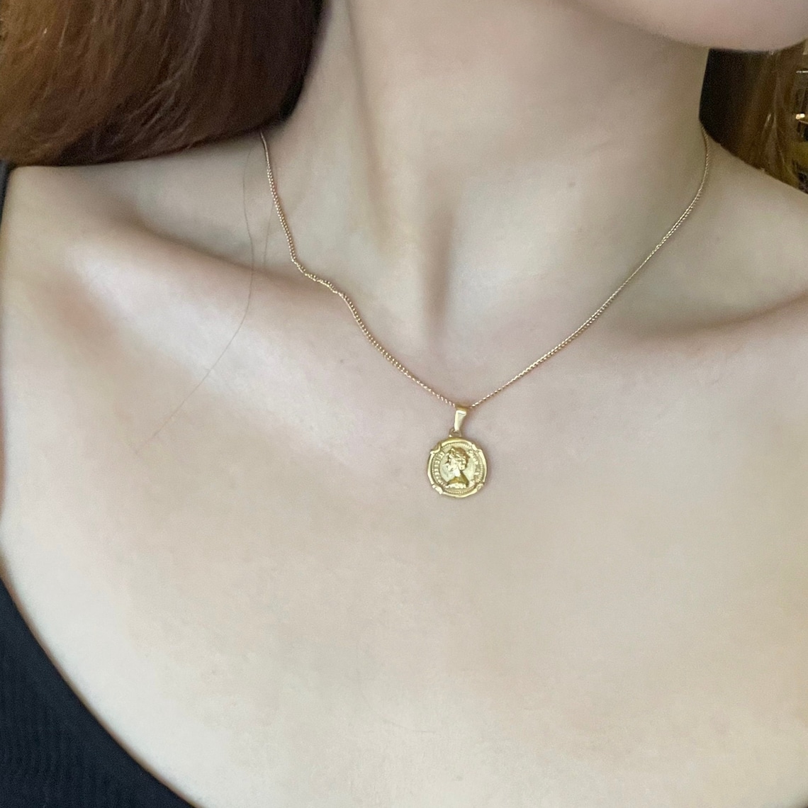 18K Gold Queen Coin Necklace Queen Pendant Necklace Silver Etsy