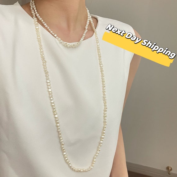 Extra long pearl necklace online