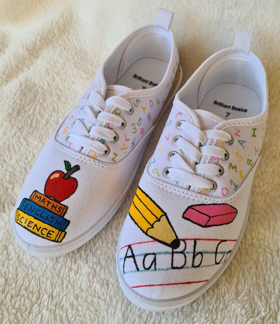 Handpainted Teacher Theme Shoes Etsy