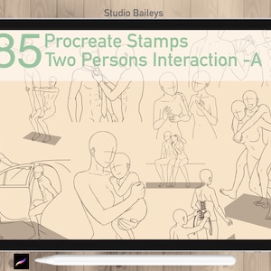 85 Procreate Manga Two People interacting  Stamps, Anime humans figure , Procreate Couple Figure, Procreate Anime Man and Woman Body