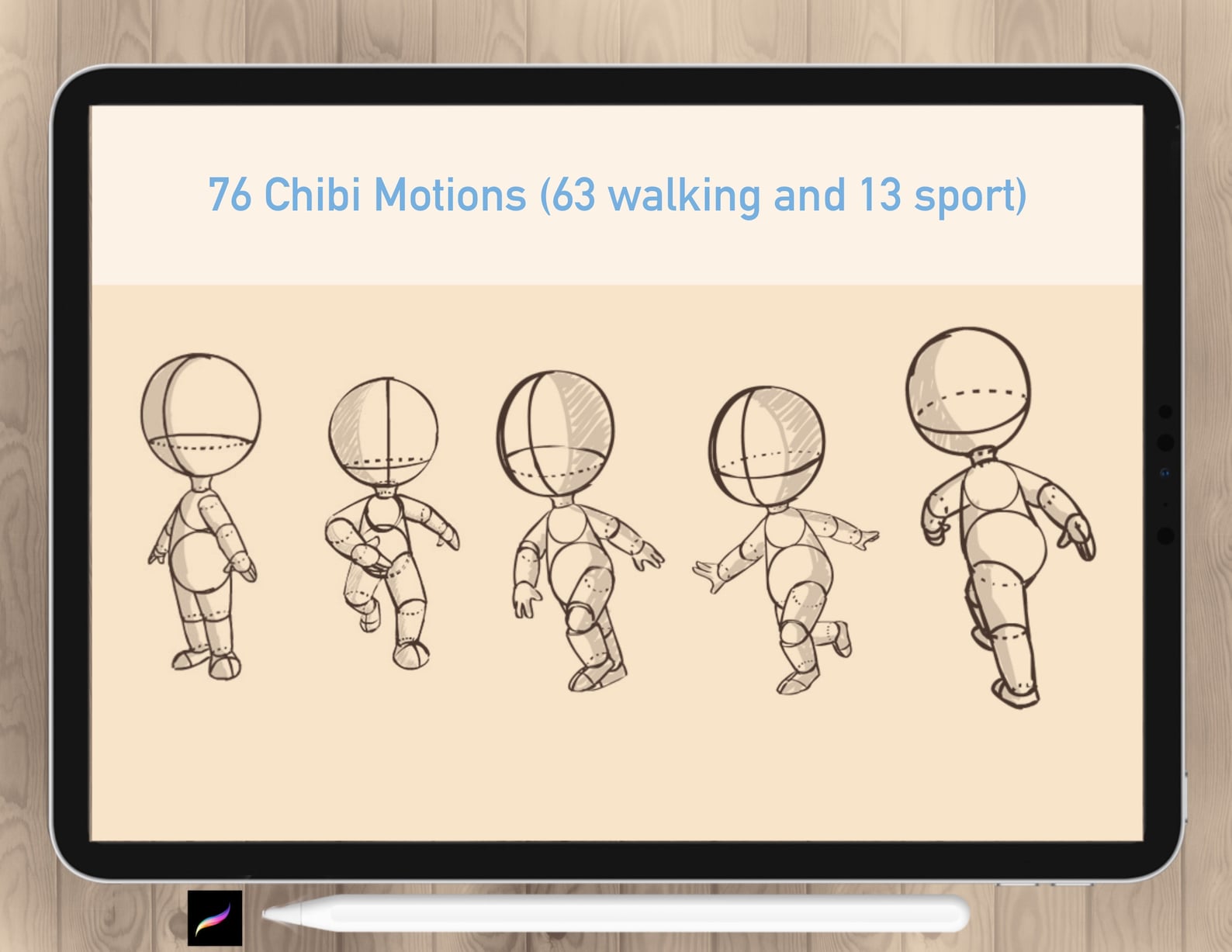 76 Chibi Figures Motion, Procreate Chibi Walking and Sport Stamps Guide ...