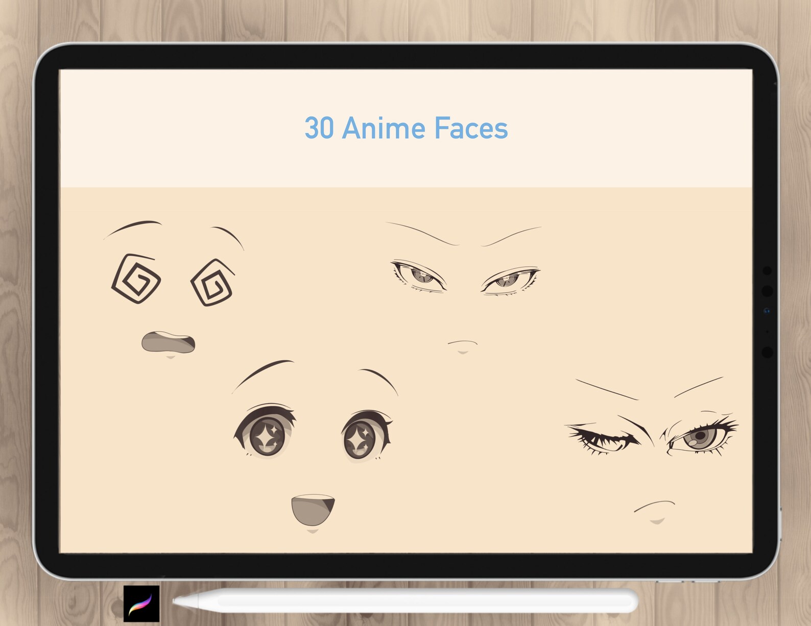 30 Procreate Anime Eyes Stamps Manga Faces Set Comic Etsy