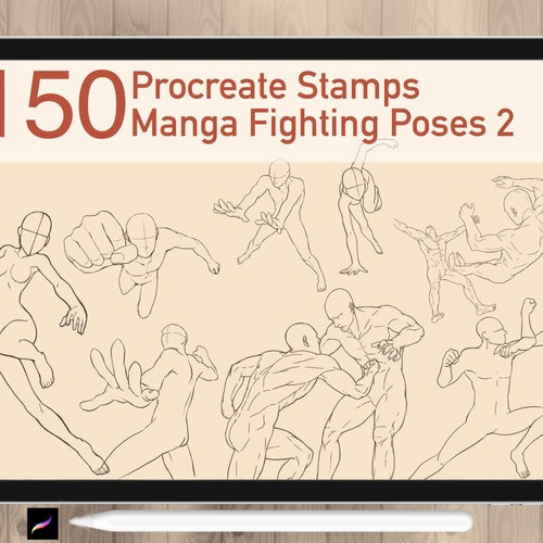 145 Anime Girls Standing Poses Guides Stamps for Procreate 