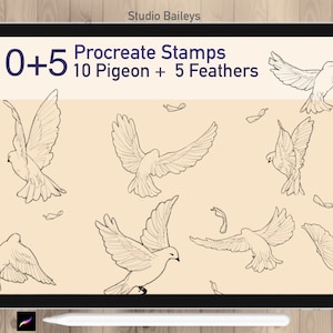 15 Procreate Pigeon Stamps - Procreate Bird Stamps - Procreate barcground - Procreate Manga - Procreate dier - Commercieel gebruik
