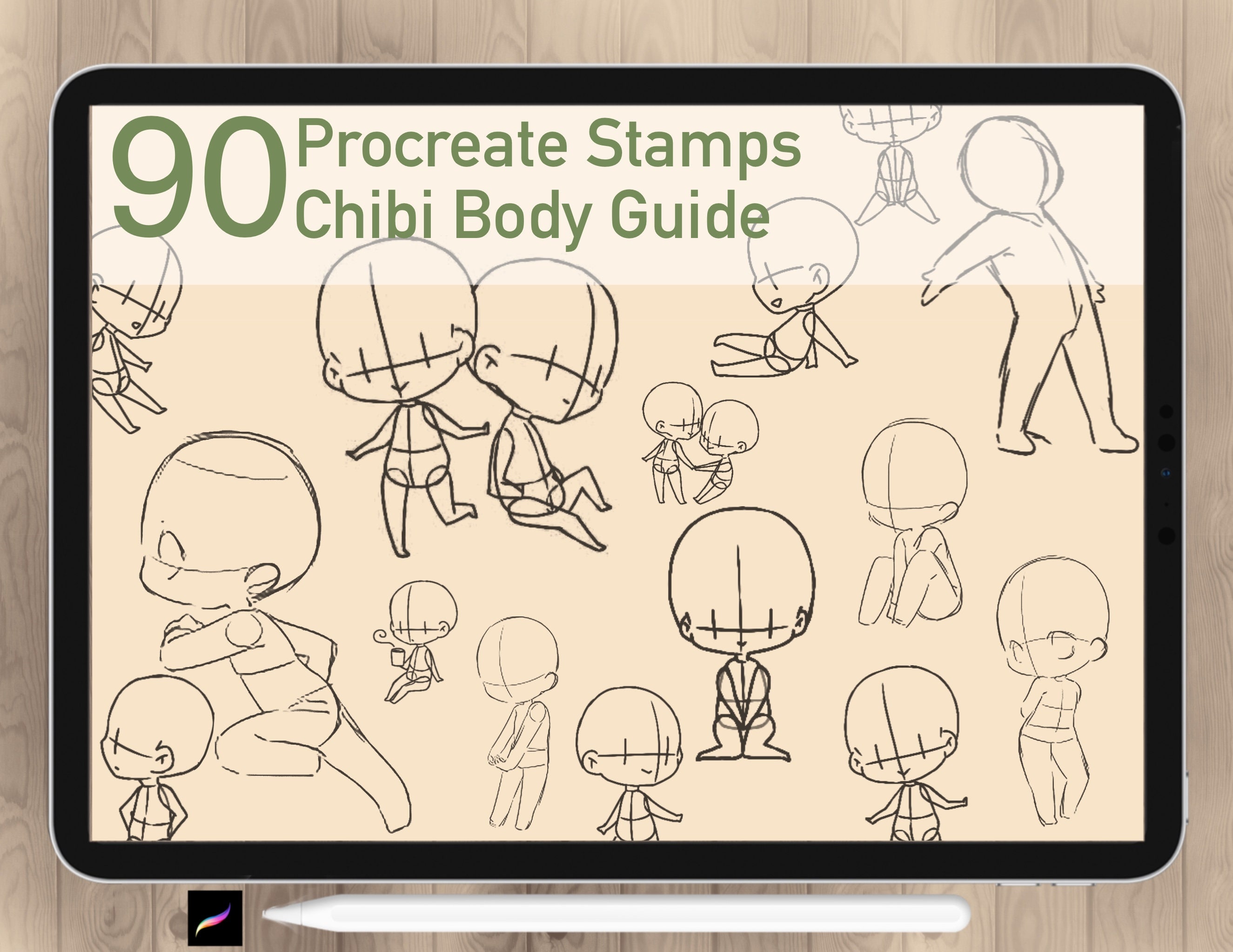 Procreate Chibi Base Chibi Pose Anime Chibi Stamp Guide 