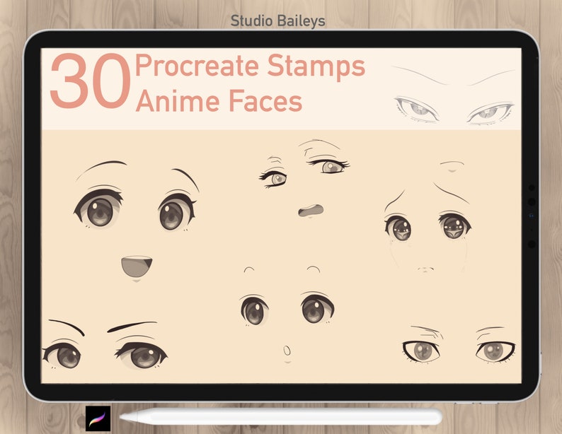 30 Procreate Anime Eyes Stamps Manga Faces Set Comic | Etsy