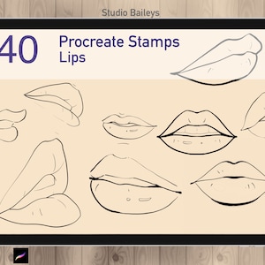 40 Procreate Lips Stamps, Manga Comic Brushes (Commercial Use)