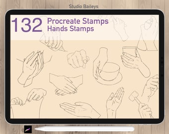 132 Procreate Hands Pose Stamps Guide. Hands Figure Stamps Procreate Brushes, Figures Stamps Brushes, Brushes For Help Drawing Portrait