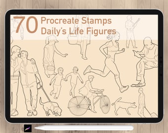 70 Procreate Action Pose Stamps Guide. Anime Line Draft Full Body Dynamic Figure Proportion. Procreate Daily Figure,  Brushes Stencil