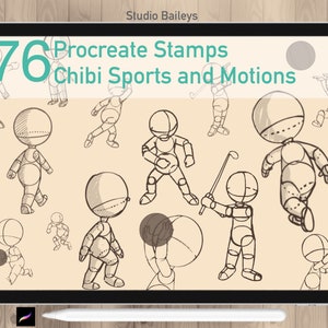 76 Chibi Figures Motion, Procreate Chibi Walking e Guida ai francobolli sportivi. Procrea figura dei cartoni animati, Procrea francobolli dei cartoni animati,