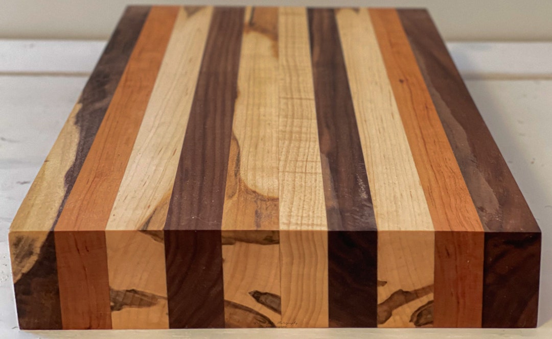 Large Butcher Block Rainbow Poplar Cherry Ambrosia & Walnut. Etsy