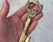 Vintage large ornate skeleton key Antique furniture brass key