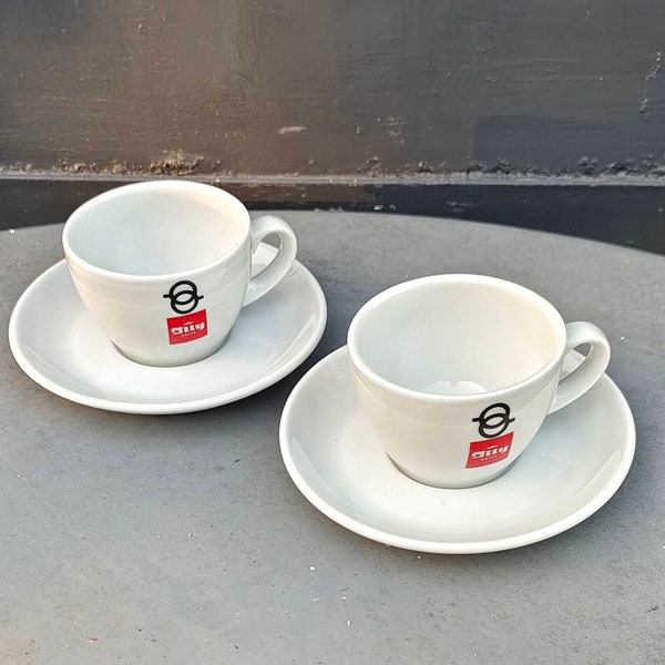 Vintage  cappuccino cups and saucers Illy Italian coffee set of 2