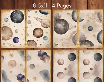 Space Junk Journal Pages, Retro Space Ephemera, Astronomy Junk Journal Pages, Space Scrapbook Paper, Printable Galaxy, Celestial Journal