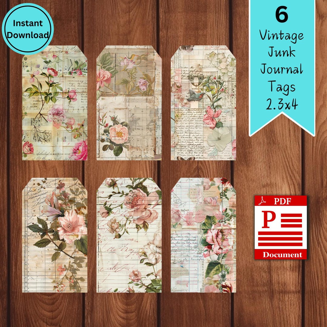 Floral Ledger Tags, Floral Spring Labels, Spring Paper Tags, Summer ...