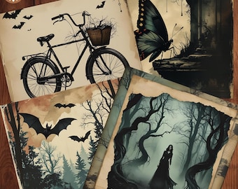 Halloween-papierpakket, Halloween-plakboekpapier, Spooky Paper Pack, Halloween digitaal papier, Afdrukbaar Halloween, Vintage Halloween-papier