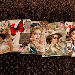 5 Junk Journal Collage Playing Cards, Junk Journal Supplies, Vintage Cards