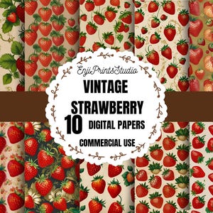 Strawberry Digital Paper, Strawberry Paper Pack, Strawberry Pattern Paper, Strawberry Background For Craft, Strawberry Paper For Card Making