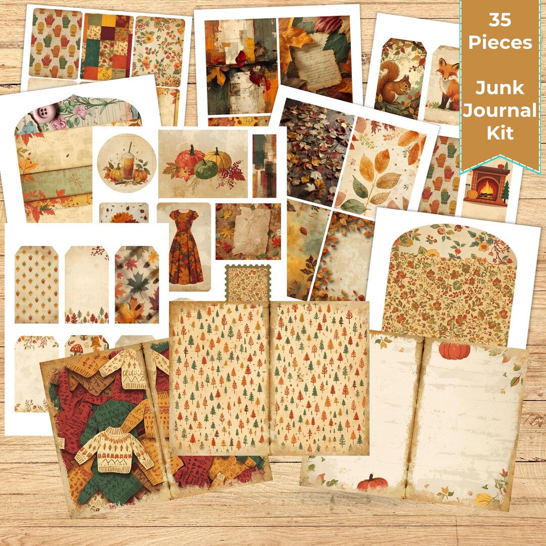 Fall Junk Journal Kit, Printable Autumn Junk Journal, Vintage Fall ...