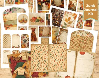 Fall Junk Journal Kit, Printable Autumn Junk Journal, Vintage Fall Journal Kit, Cozy Fall Junk Journal, Fall Ephemera Kit Printable