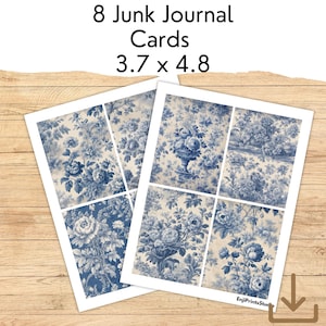 Vintage French Toile De Jouy Journal Cards, Toile De Jouy Printable Cards, Toile De Jouy Scrapbooking Cards, French Toile Journal Cards