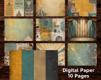 Digitales Zirkuspapier, Vintage-Zirkuspapier, Karneval-Scrapbook-Papier, Zirkus-Thema-Hintergründe, rotes und weißes Streifenpapier