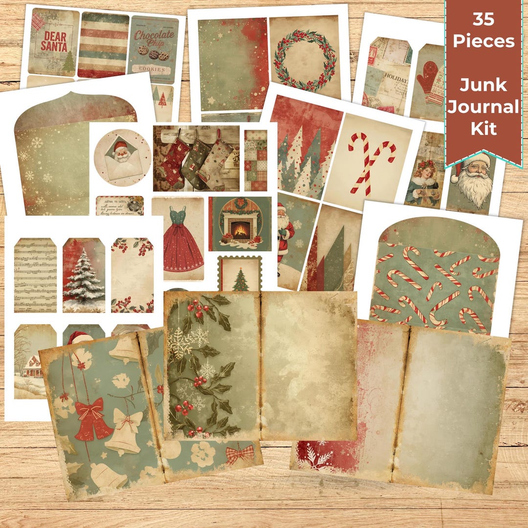 Christmas Junk Journal Kit, Vintage Christmas Junk Journal, Holiday ...